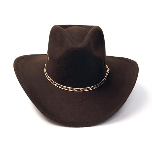 Western Express Kids Felt Finish Pinch Front Cowboy Hat - Cowgirl, Toddler, Baby & Kids Cowboy Hat with Gold Band (US, Alpha, One Size, Brown) - Image 4