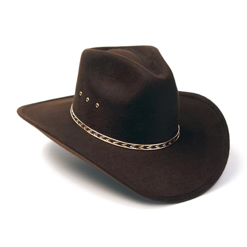 Western Express Kids Felt Finish Pinch Front Cowboy Hat - Cowgirl, Toddler, Baby & Kids Cowboy Hat with Gold Band (US, Alpha, One Size, Brown) - Image 2