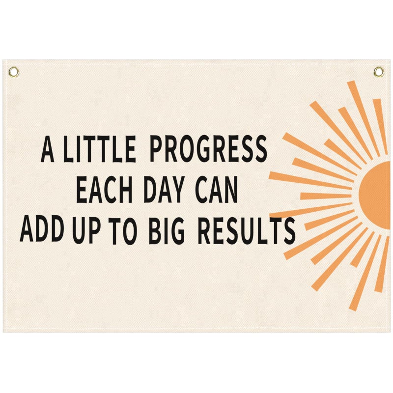 Sioial Classroom Wall Flag DecorTeacher GiftInspirational Back to School Wall Banner DecorA Little Progress EachHanging Rectangular Canvas Banner for Classroom Teacher Office Reading Corner285x20 In - Image 2