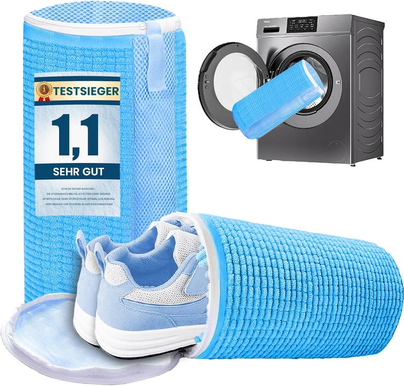2 كيس لغسل الأحذية، غسالة أحذية، كيس غسيل أحذية، كيس قابل لإعادة الاستخدام لغسل الأحذية، لا يتلاشى لون الأحذية بعد الغسيل (أزرق، موديل XL الجديد). - Image 1