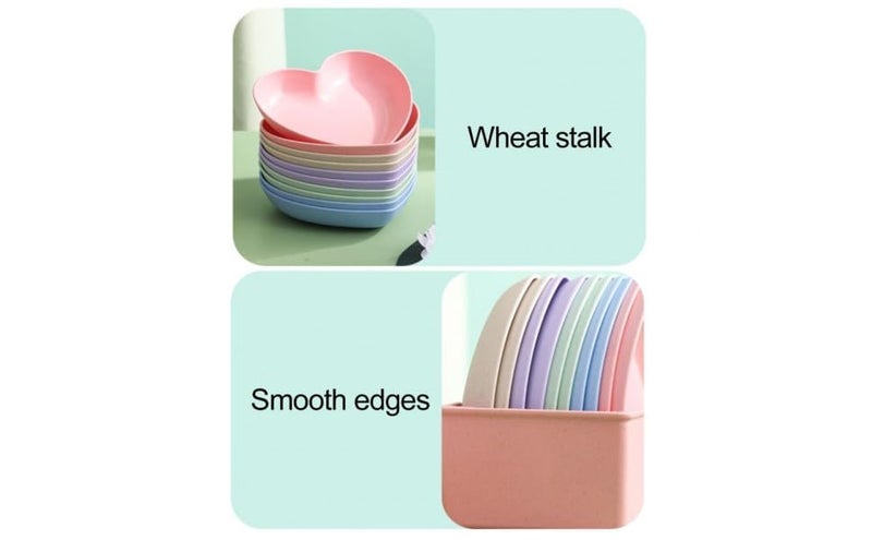 DIVOX Plastic Heart Shape Small Snack Dessert Dishes Unbreakable Set for Kids Decornt Chat Plate/Snack Plate Lightweight, Safe for Microwave, Freezer&Dishwasher (Pink, 10 Plates + 1 Rack) - Image 5
