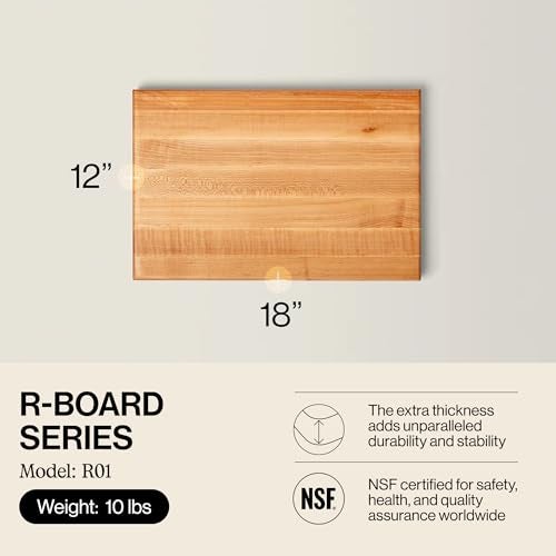 John Boos R-Board Series Rectangular Wooden Maple Cutting Board 18”x12” – 1.5” Thick, 10-lb Reversible Butcher Block with Edge-Grain & Finger Grips – Made in the USA - Image 2