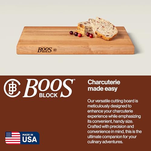John Boos R-Board Series Rectangular Wooden Maple Cutting Board 18”x12” – 1.5” Thick, 10-lb Reversible Butcher Block with Edge-Grain & Finger Grips – Made in the USA - Image 4