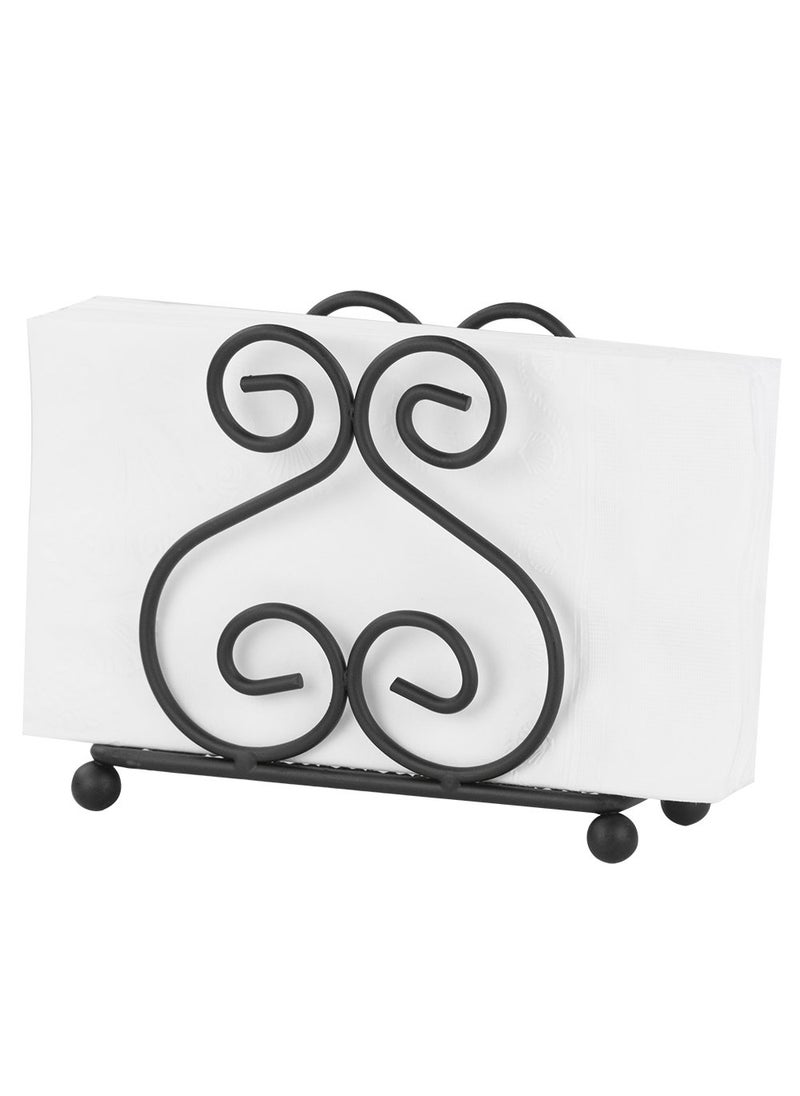 Home Basics Home Basics Scroll Collection Steel Napkin Holder Freestanding Tissue Dispenser Organizer for Kitchen Countertop Durable Sturdy Home Dcor Black 