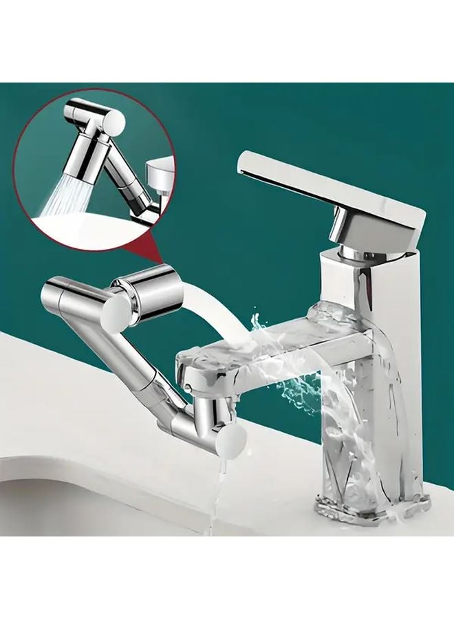 Telescopic Silvery Sink Faucet 1440 Rotation 2 Modes Anti Splash Kitchen Bathroom - Image 2