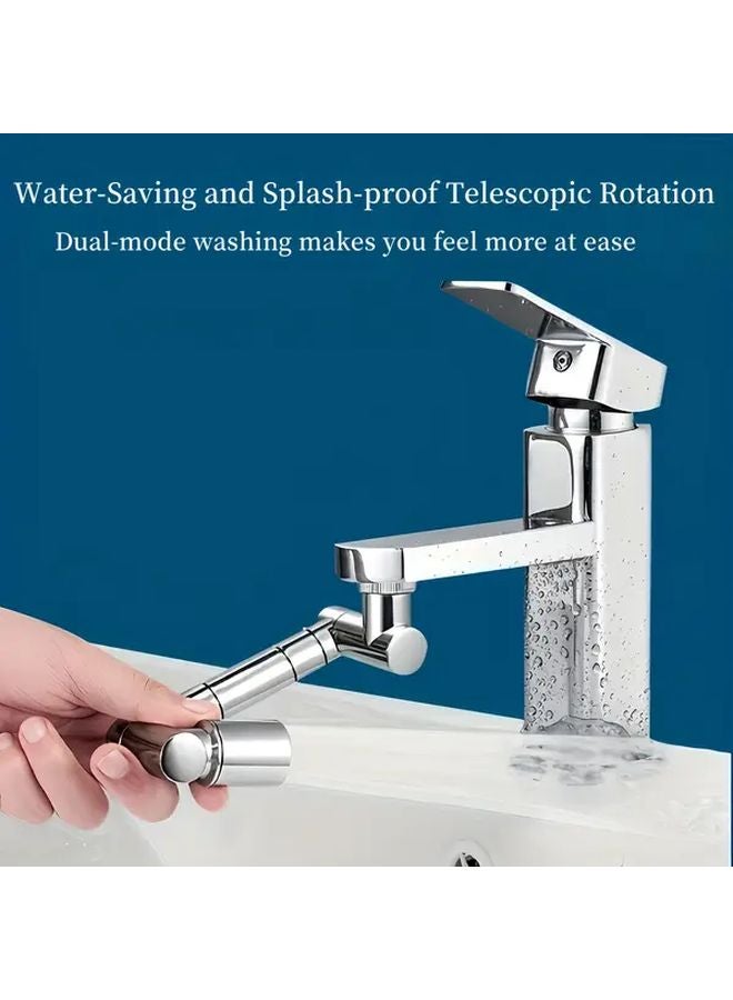 Telescopic Silvery Sink Faucet 1440 Rotation 2 Modes Anti Splash Kitchen Bathroom - Image 3