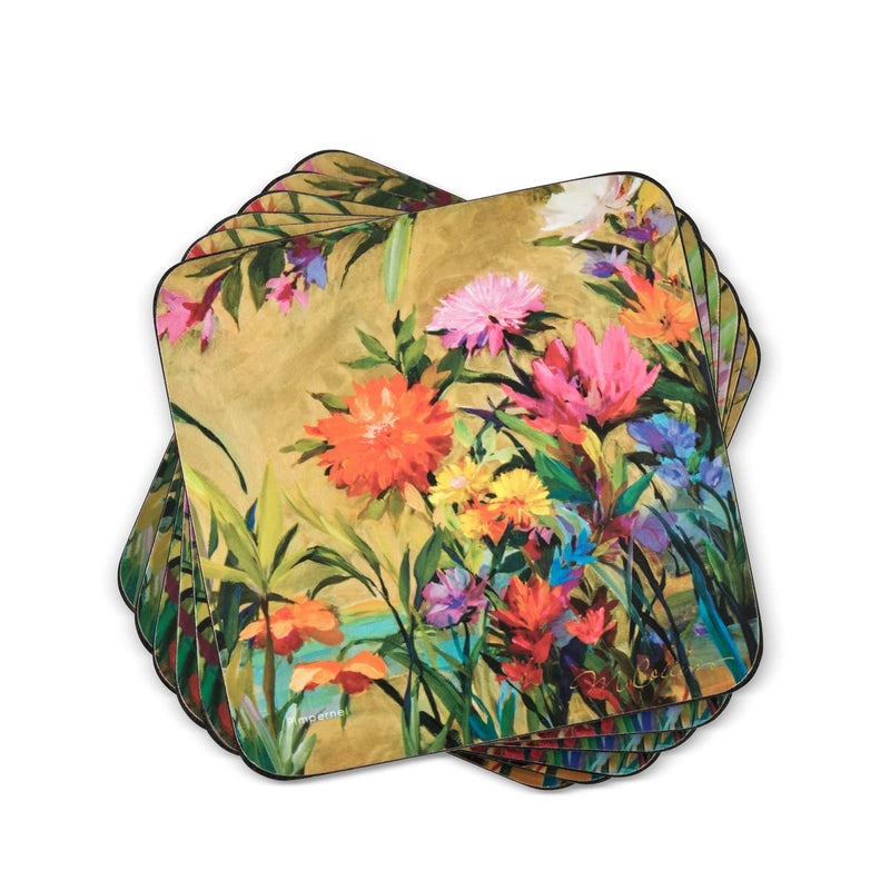 Pimpernel Martha's Choice Collection Coasters | Set of 6 | Cork Backed Board | Heat and Stain Resistant | Drinks Coaster for Tabletop Protection | Measures 4  x 4 - Image 1