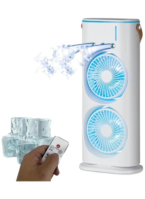 Portable AIR Conditioner,USB Rechargeable with Remote control,280ml Water Tank with 7 Colors Light,Air Cooler,table fan with Mist Humidifier,Desk Fan