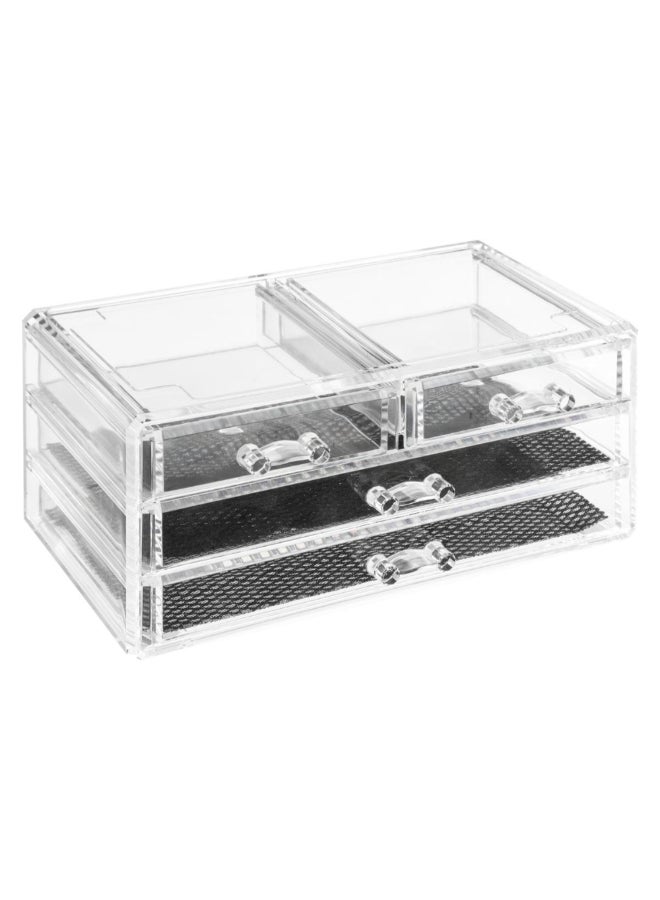 Five Simply Smart Selena 4-Drawer Rectangular Jewelry Box Clear and Black 10.8 x 15.3 x 23.8 cm 155918 - Image 1