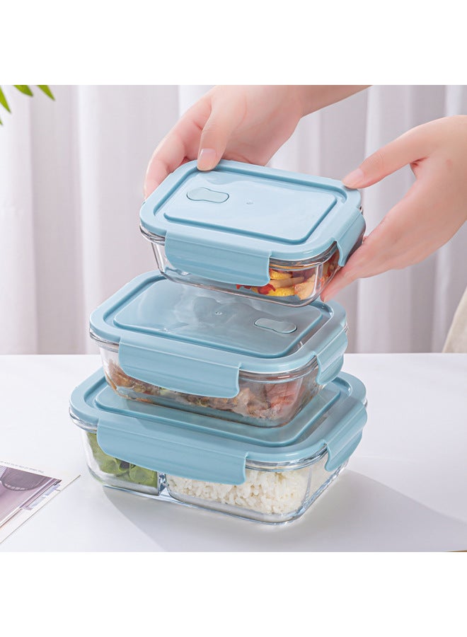 High Borosilicate Glass Preservation Bowl Microwave Separated Bento Box Student Work Rectangular Lunch Box Gift Box Three-piece Set-Specifications:Fresh Bowl Gift Box/two-piece Set-Color:clear - Image 4