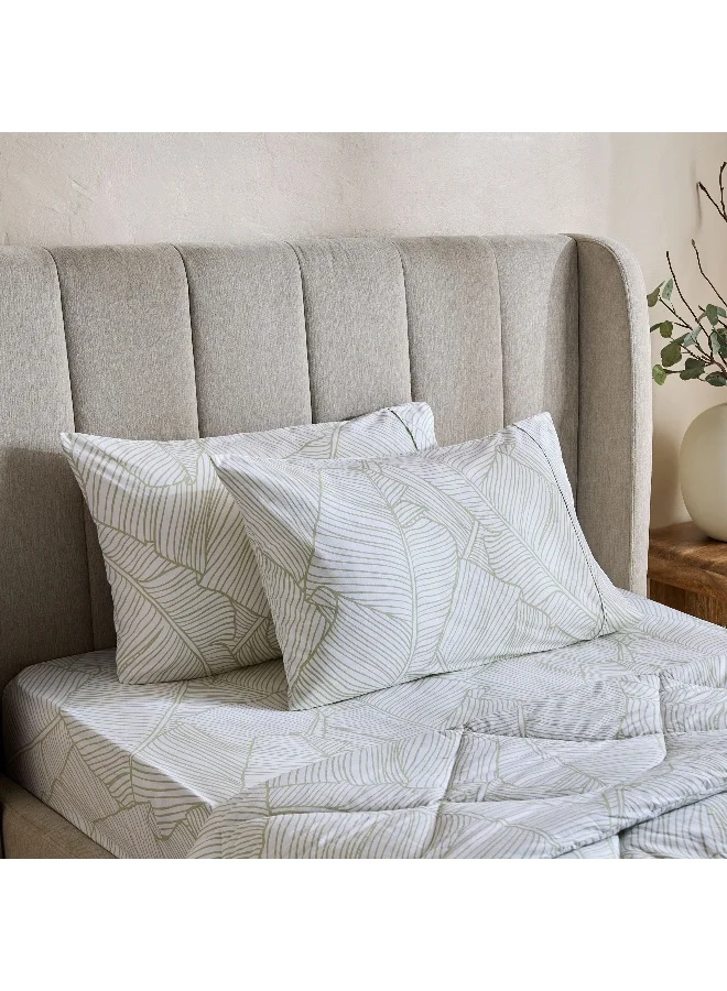 هوم بوكس طقم غطاء وسادة قطني مطبوع مالطا موسى قطعتين ٥٠٧٥ سم