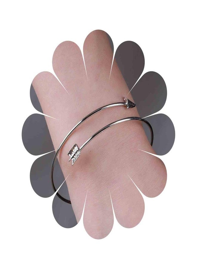 Yheakne Vintage Arrow Bangle Bracelet Silver Sidesway Arrow Bracelet Thin Bracelet Adjustable Cuff Bracelet Handmade Skinny Cuff Bracelet Jewelry for Women (Silver) - Image 1