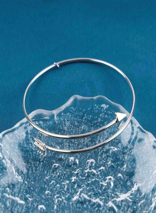 Yheakne Vintage Arrow Bangle Bracelet Silver Sidesway Arrow Bracelet Thin Bracelet Adjustable Cuff Bracelet Handmade Skinny Cuff Bracelet Jewelry for Women (Silver) - Image 4