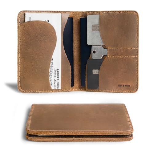 Hide & Drink, Double Passport Cover with Slots for Bills and Keys, Rustic Case, ID Organizer, Full Grain Leather, Handmade Accessories, Single Malt Mahogany - Image 2