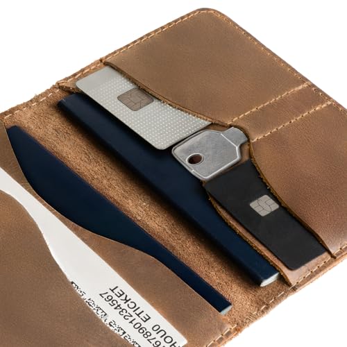 Hide & Drink, Double Passport Cover with Slots for Bills and Keys, Rustic Case, ID Organizer, Full Grain Leather, Handmade Accessories, Single Malt Mahogany - Image 3