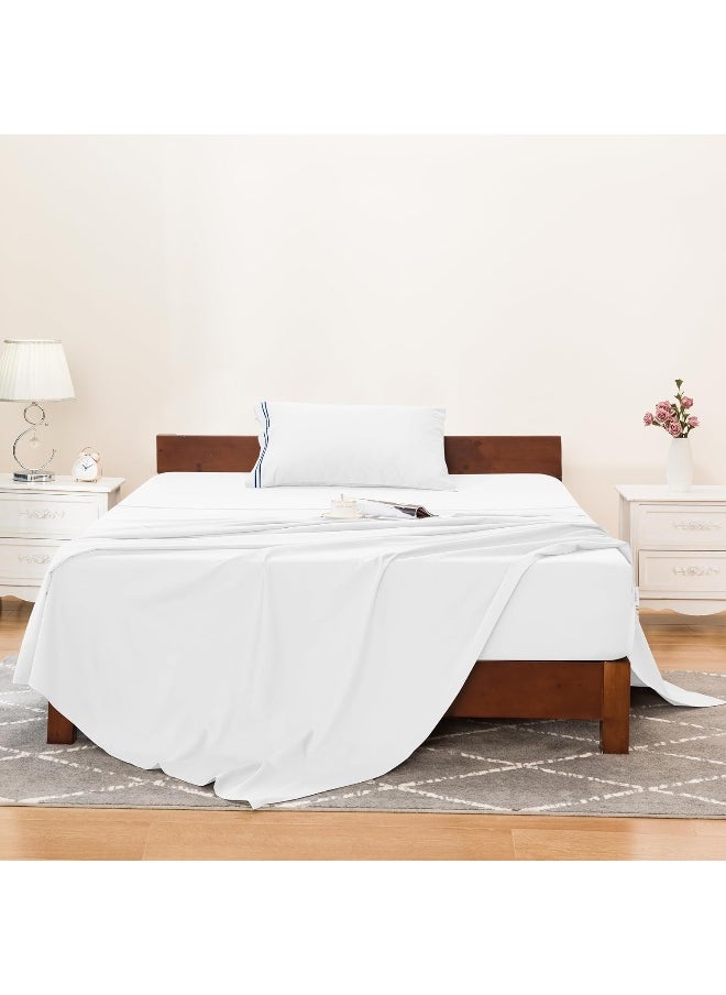 subrtex subrtex TwinXL Sheet Set Cotton Tencel Lyocell Bed Sheets Deep Pockets Bedding Sheets & Pillowcases Set, Luxury Hotel, Silky Soft, Cooling Sheets Sets, 3 Piece, White  - Image 1