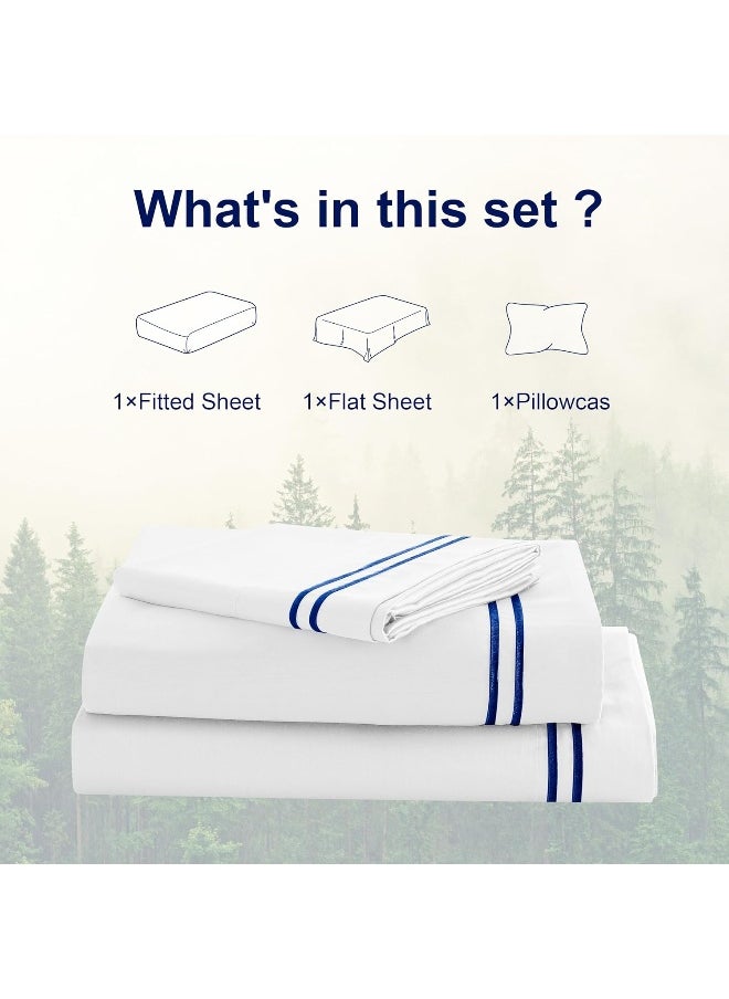 subrtex subrtex TwinXL Sheet Set Cotton Tencel Lyocell Bed Sheets Deep Pockets Bedding Sheets & Pillowcases Set, Luxury Hotel, Silky Soft, Cooling Sheets Sets, 3 Piece, White  - Image 5
