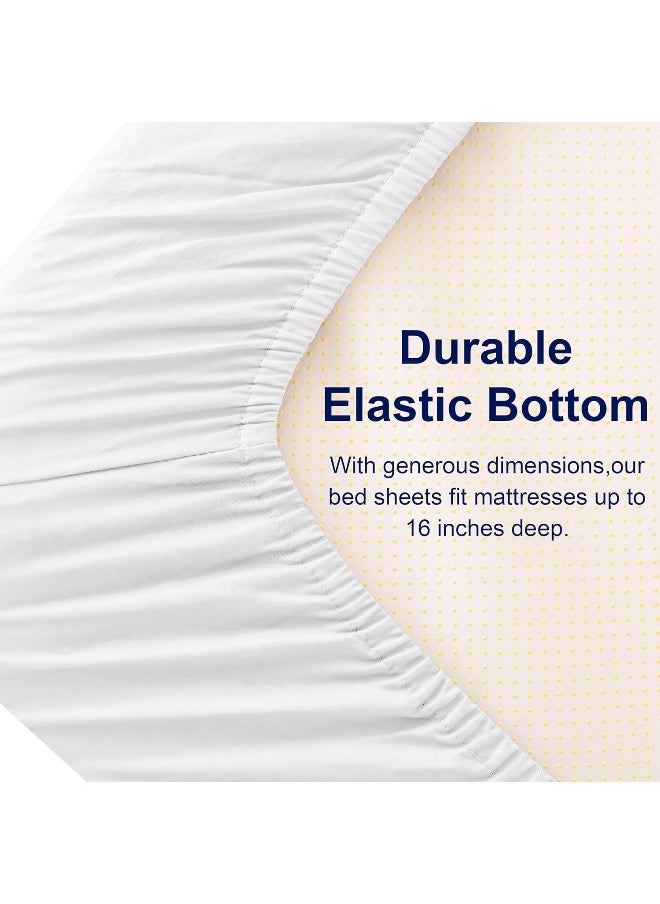 subrtex subrtex TwinXL Sheet Set Cotton Tencel Lyocell Bed Sheets Deep Pockets Bedding Sheets & Pillowcases Set, Luxury Hotel, Silky Soft, Cooling Sheets Sets, 3 Piece, White  - Image 3
