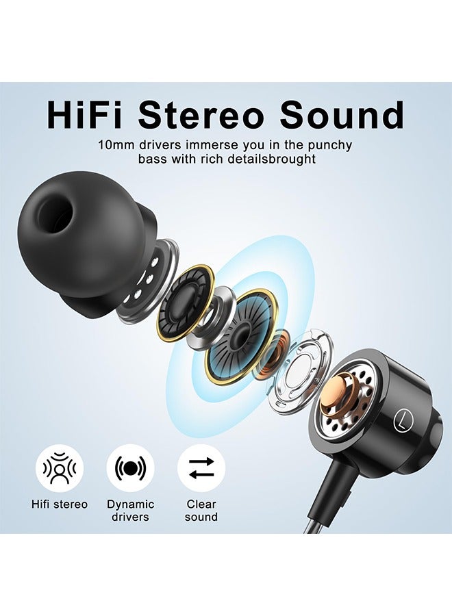Earphones, Wired In-ear Headphones with Pure Sound and Powerful Bass, Lightweight Wired Earphones with Microphone and Volume Control, Suitable for 3.5MM devices, Mobile phone, tablet, laptop, desktop computer, MP3, etc  - Image 3