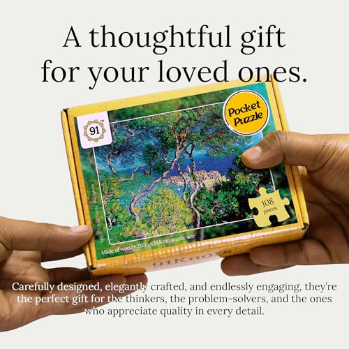 91Knots | Claude Monet – Bordighera 108pcs Wooden Art Puzzle A5 | Classical Painting Jigsaw for Adults & Teens | Mindful Brain Teaser | Ideal Travel Friendly Gift - Image 4