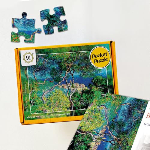 91Knots | Claude Monet – Bordighera 108pcs Wooden Art Puzzle A5 | Classical Painting Jigsaw for Adults & Teens | Mindful Brain Teaser | Ideal Travel Friendly Gift - Image 1