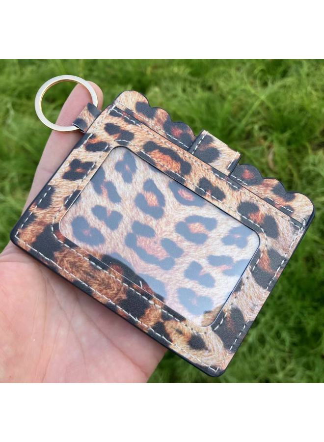Hot Color PU Leather Women's Hand Bank Card Bag Fashion Creative Student Bus Card Holder-Color:Yellow-brown Leopard Print - Image 1