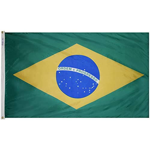 Annin Flagmakers Brazil Flag USA-Made to Official United Nations Design Specifications, 3 x 5 Feet (Model 190842) - Image 1