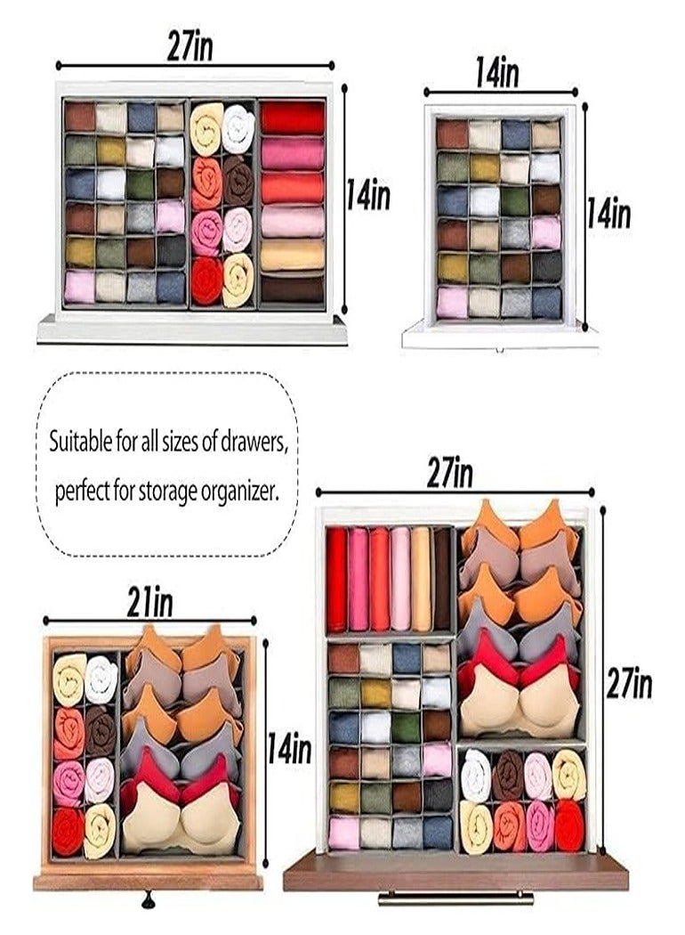 8 Pcs Household Organizer Drawer Divider, 8 Foldable Drawer Dividers, Under Bed Organizer, Closet Dividers, Storage Box for Clothes, Socks, Underwear, Ties (Grey)  - Image 5