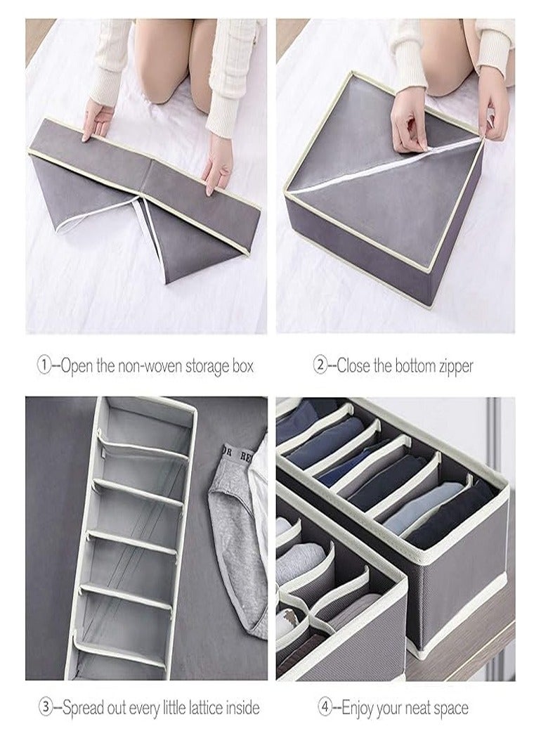 8 Pcs Household Organizer Drawer Divider, 8 Foldable Drawer Dividers, Under Bed Organizer, Closet Dividers, Storage Box for Clothes, Socks, Underwear, Ties (Grey)  - Image 2
