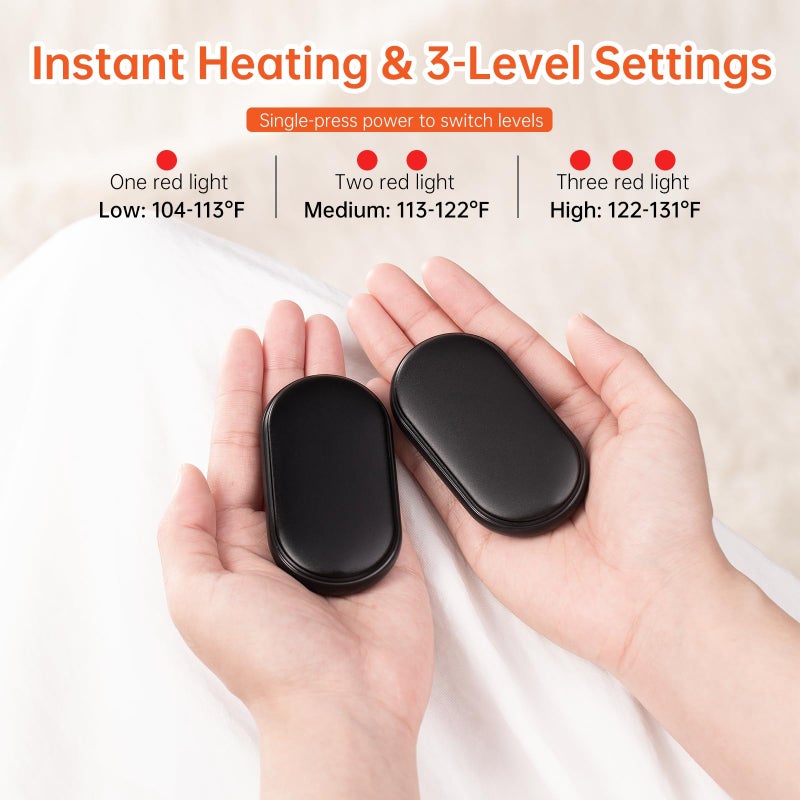 Oudisstech Magnetic Hand Warmers Rechargeable 2 Pack AI Smart Chips 3 Heat Settings Fast Heating, UL Certified Portable Pocket Heater, Up to 8Hrs, Travel Essentials for Outdoor Camping, Gifts for Women Men - Image 3