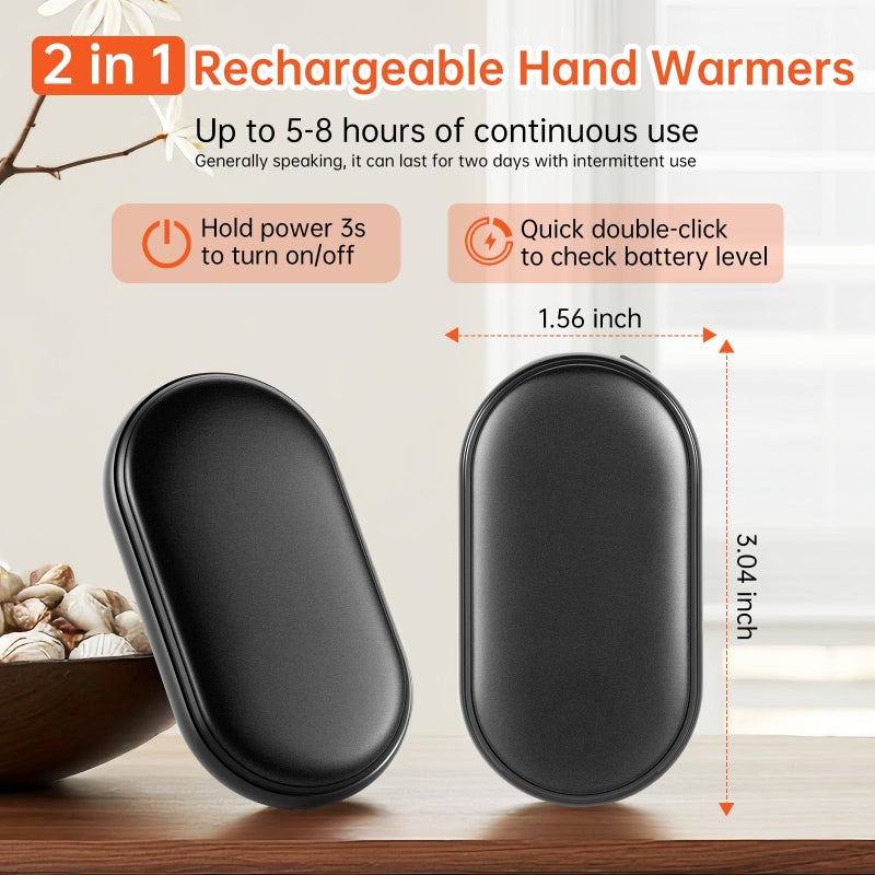 Oudisstech Magnetic Hand Warmers Rechargeable 2 Pack AI Smart Chips 3 Heat Settings Fast Heating, UL Certified Portable Pocket Heater, Up to 8Hrs, Travel Essentials for Outdoor Camping, Gifts for Women Men - Image 2