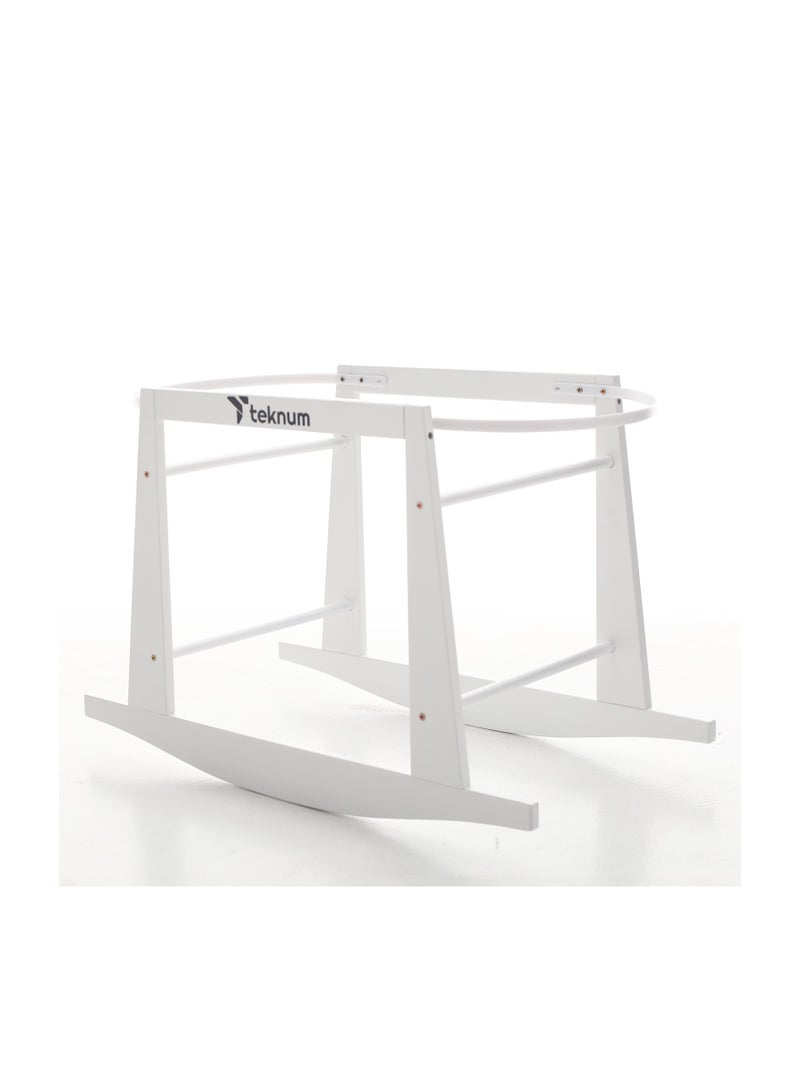 TEKNUM Wicker Pod Moses Basket Rocker Stand With Adjustable Straps - White - Image 3