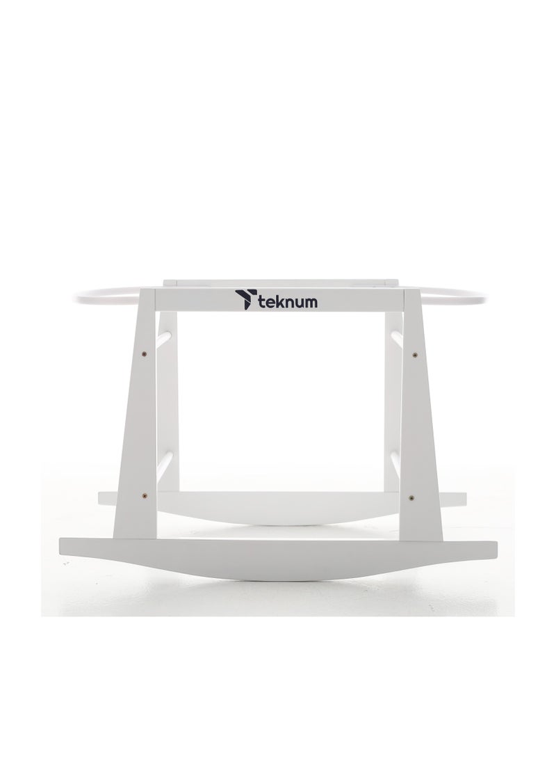 TEKNUM Wicker Pod Moses Basket Rocker Stand With Adjustable Straps - White - Image 4