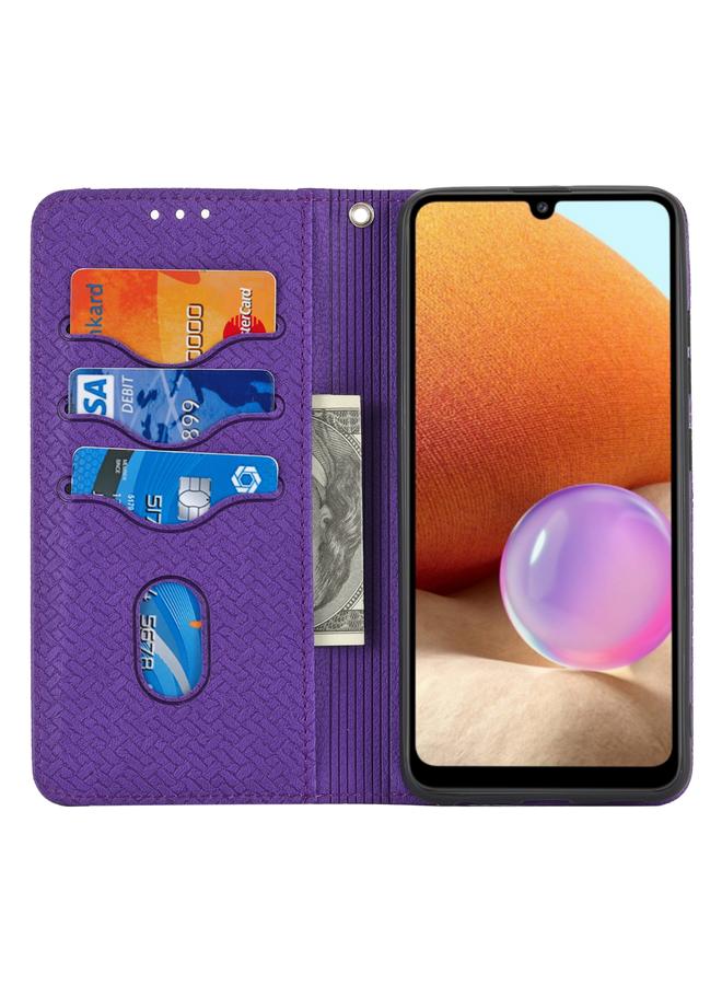 S-TOP Case For Samsung Galaxy A32 4G Woven Texture Stitching Magnetic Horizontal Flip PU Leather Case with Holder & Card Slots & Wallet & Lanyard - Image 4