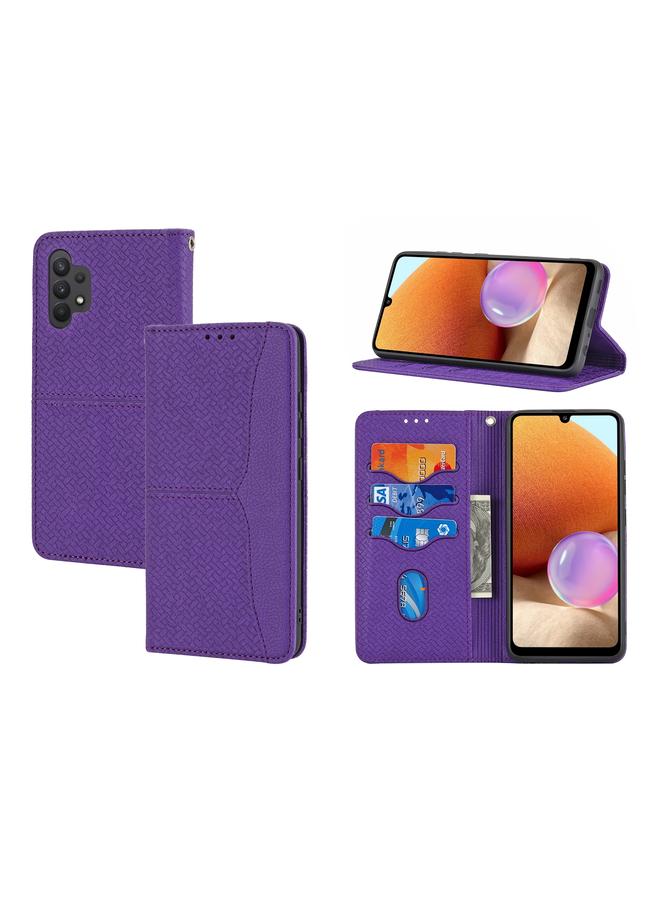 S-TOP Case For Samsung Galaxy A32 4G Woven Texture Stitching Magnetic Horizontal Flip PU Leather Case with Holder & Card Slots & Wallet & Lanyard - Image 1