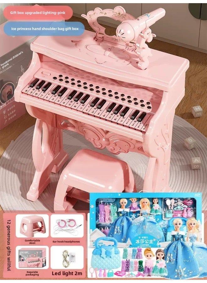 Children's Electronic Organ Beginner Girl's Home Piano Toy Net Red Piano Key Can Play Musical Instrument Baby Birthday Gift-Color:Princess Gift Box  + Smoothie Princess Satchel Gift Box  - Image 1