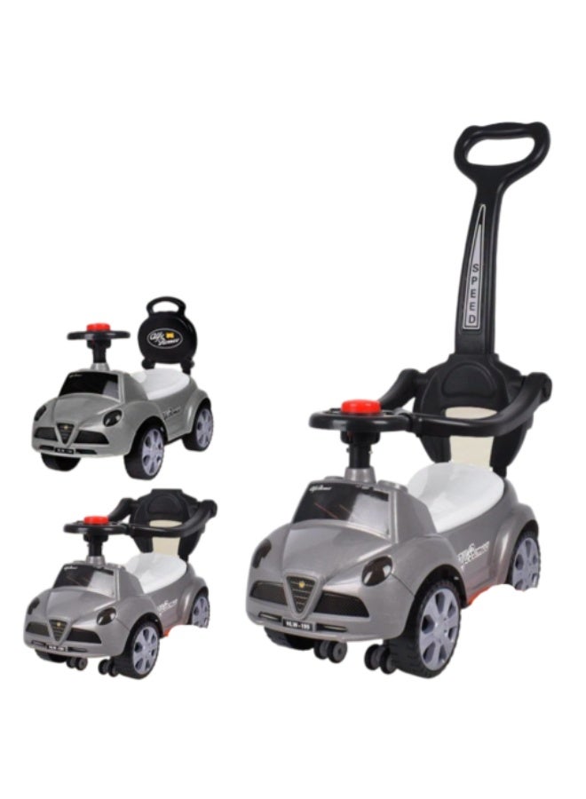 Kids' push car with a steering handle and interactive steering wheel. - Image 2