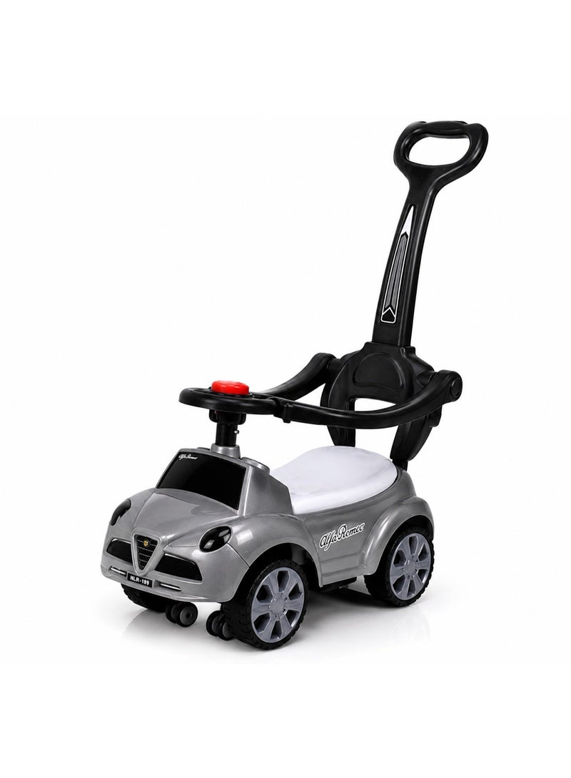 Kids' push car with a steering handle and interactive steering wheel. - Image 1