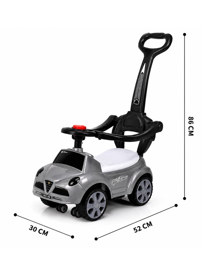 Kids' push car with a steering handle and interactive steering wheel. - Image 3