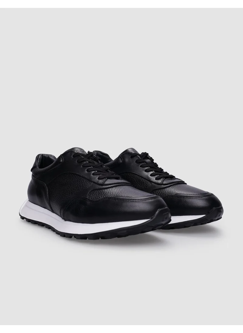 Cabani Leather Black Lace-Up Men's Sports Shoes