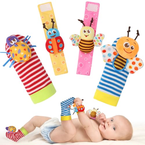 Bloobloomax Baby Rattles Toys for 0-12 Month, Infant Girl Boy Toys for Babies 3-6 Months, Newborn Hand & Foot Toys for 0 to 9 Months, Baby Shower Gifts Set with Wrist Rattle Socks (Light Blue) - Image 1