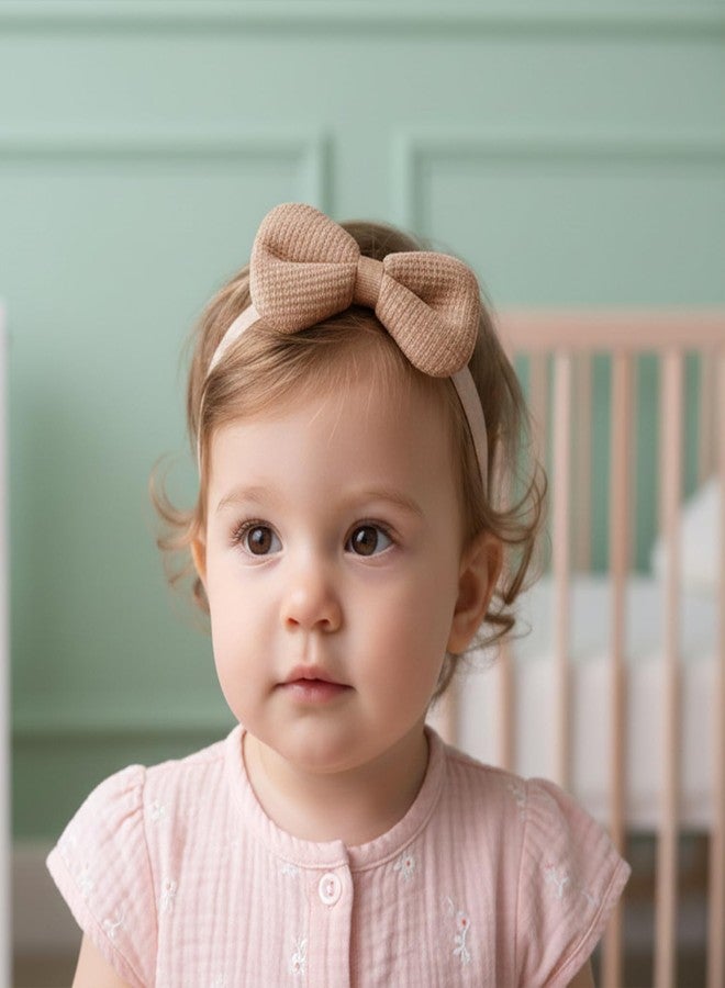 SYGA 3 Pcs Baby Girl Headbands – Flower & Bow Soft Elastic Hairbands for 0–3 Years | Stretchable Non-Slip Infant Toddler Headwraps | Cute Accessories for Birthday & Photoshoot(STYLE-04) - Image 3