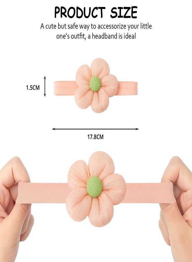 SYGA 3 Pcs Baby Girl Headbands – Flower & Bow Soft Elastic Hairbands for 0–3 Years | Stretchable Non-Slip Infant Toddler Headwraps | Cute Accessories for Birthday & Photoshoot(STYLE-04) - Image 4