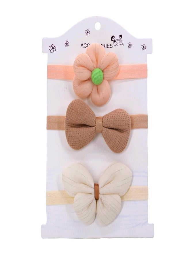 SYGA 3 Pcs Baby Girl Headbands – Flower & Bow Soft Elastic Hairbands for 0–3 Years | Stretchable Non-Slip Infant Toddler Headwraps | Cute Accessories for Birthday & Photoshoot(STYLE-04) - Image 1