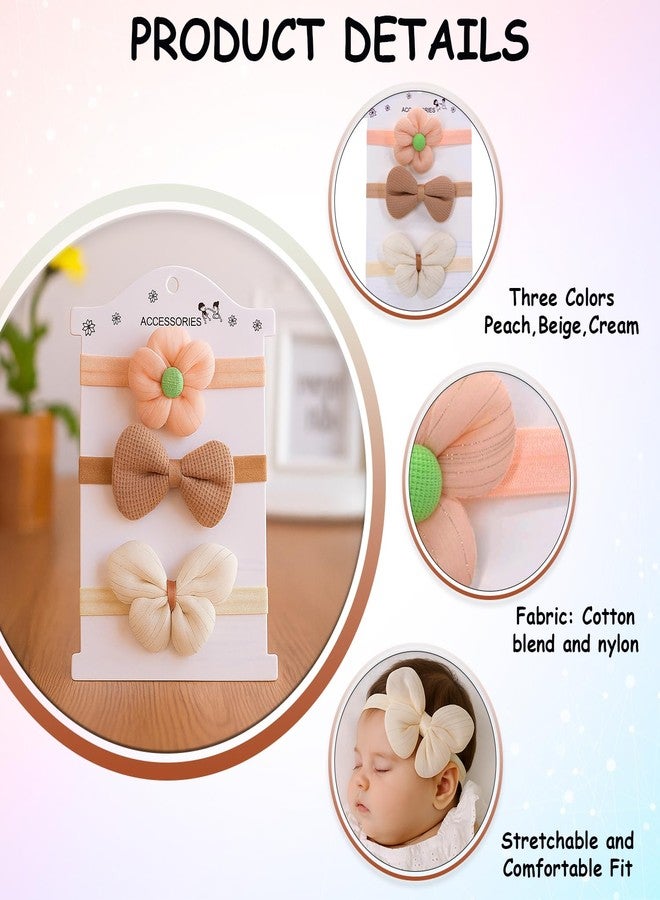 SYGA 3 Pcs Baby Girl Headbands – Flower & Bow Soft Elastic Hairbands for 0–3 Years | Stretchable Non-Slip Infant Toddler Headwraps | Cute Accessories for Birthday & Photoshoot(STYLE-04) - Image 5