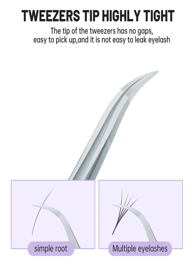 Natuhana High Precision Lash Tweezers for Individual and Volume Eyelash Extensions Premium Stainless Steel Curved Fiber Tip Professional Isolation Tweezer - Image 2