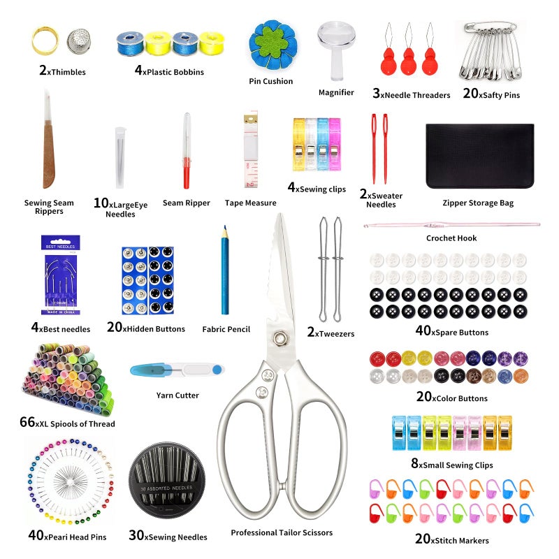 Ghguole 66 Color Sewing Kit for Adults,305 Pcs Sewing Thread Kit,Portable Needle and Thread Kit for Sewing,for Adults, Kids, Beginner, Home, Travel, Emergency Sewing Kits - Image 2