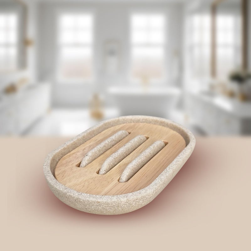 IBELL Bathroom Accessories Sandstone Resin Soap Case Holder, Soap Dish Organizer Self Draining Soap Saver, Shower Soap Box for Bathroom Kitchen Sink - Image 4