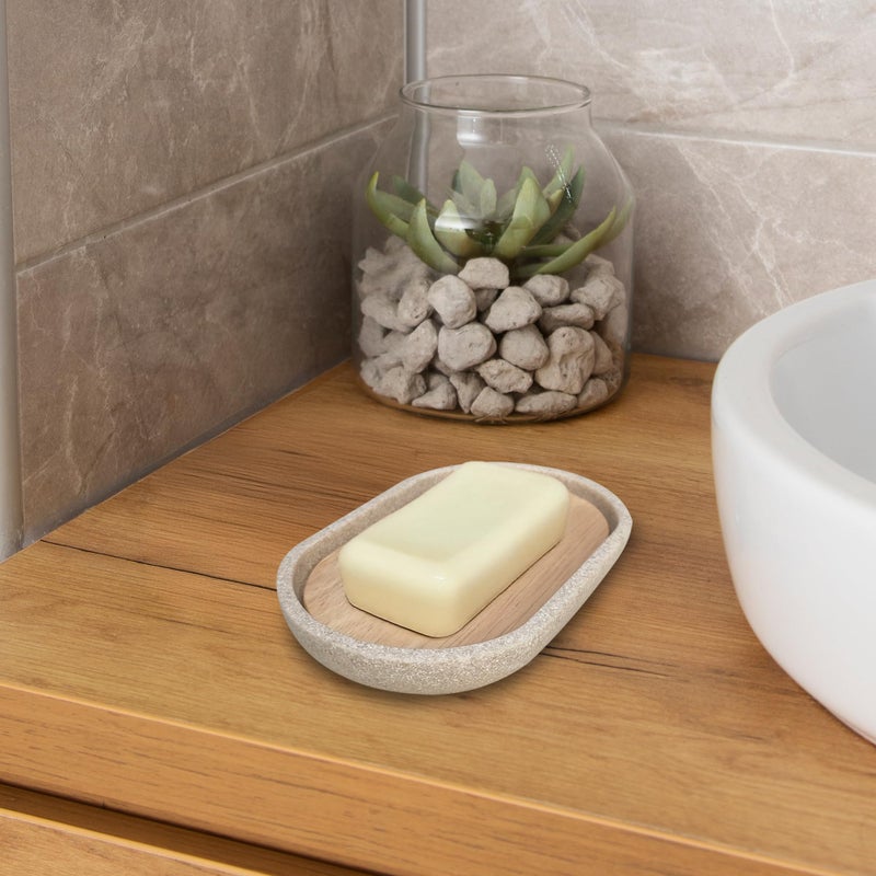 IBELL Bathroom Accessories Sandstone Resin Soap Case Holder, Soap Dish Organizer Self Draining Soap Saver, Shower Soap Box for Bathroom Kitchen Sink - Image 3