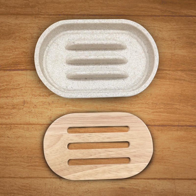 IBELL Bathroom Accessories Sandstone Resin Soap Case Holder, Soap Dish Organizer Self Draining Soap Saver, Shower Soap Box for Bathroom Kitchen Sink - Image 2